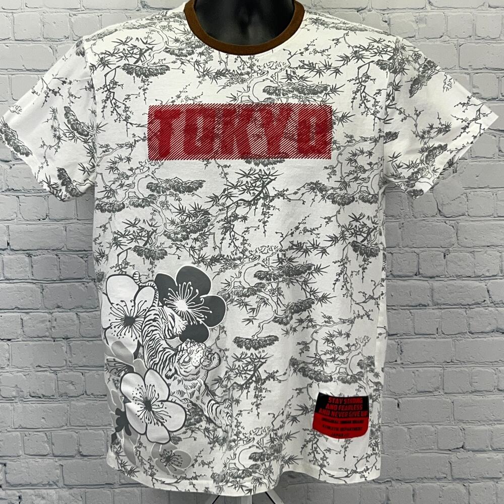 Original Gravity Tokyo T Shirt Japan Bengal Tiger Cherry Blossoms White M Medium